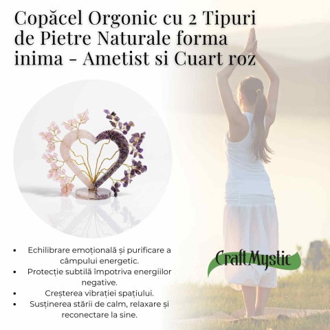 Copacel Orgon Inima Cuart Roz si Ametist 15x15 cm – Energie si Armonie [2]