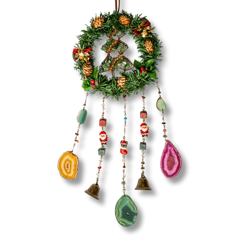 Coronita de Craciun cu Aventurin Verde, Jasp Rosu si Agat – Arborele Prosperitatii si Magiei Festive [0]