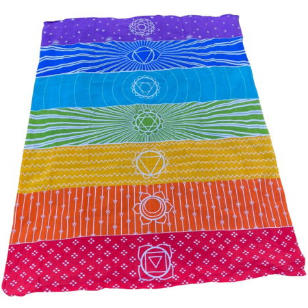 Covor de Yoga si Meditatie 180x130 cm cu Design Bohemian Mandala pentru 7 Chakre - Panza de Perete sau Decor de Interior/Exterior