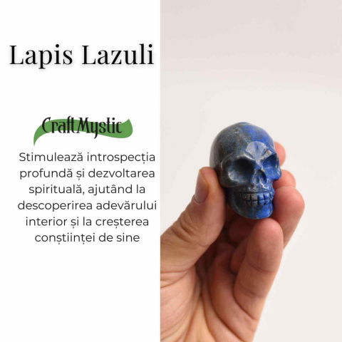 Craniu Sculptat Manual din Lapis Lazuli - Claritate si Protectie [2]