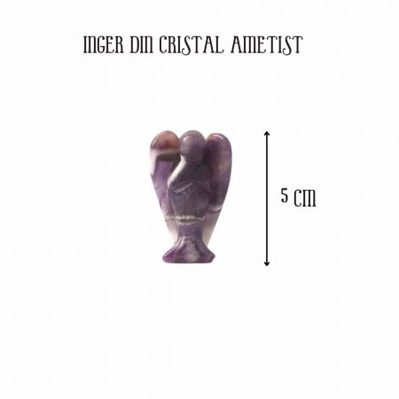 Figurina 5 cm inger din cristal vindecator Ametist - Sculptura manuala din piatra naturala lustruita - Decor pentru camera birou cu energie reiki pentru femei barbati [1]