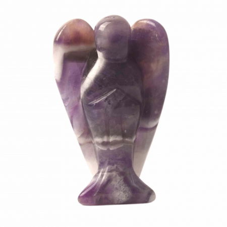 Cristale Decorative - Figurina 5 cm inger din cristal vindecator Ametist - Sculptura manuala din piatra naturala lustruita - Decor pentru camera birou cu energie reiki pentru femei barbati