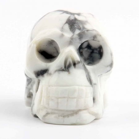 Craniu 5 cm sculptat manual din cristal de Turcoaz Alb piatra semipretioasa vindecatoare Figurina artistica pentru decor de Halloween, decoratiune pentru biroul de acasa [7]