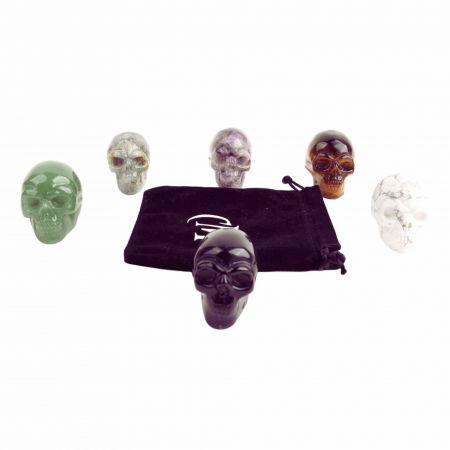 Craniu 5 cm sculptat manual din cristal de Turcoaz Alb piatra semipretioasa vindecatoare Figurina artistica pentru decor de Halloween, decoratiune pentru biroul de acasa [2]