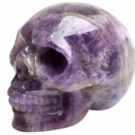 Craniu 5 cm sculptat manual din cristal de Ametist piatra semipretioasa vindecatoare Figurina artistica pentru decor de Halloween, decoratiune pentru biroul de acasa [0]