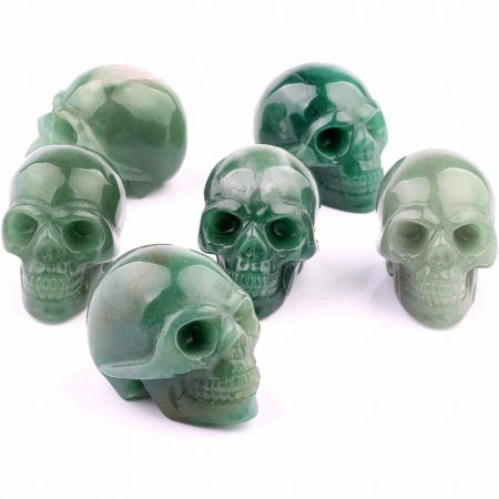Craniu 5 cm sculptat manual din cristal de Aventurin piatra semipretioasa vindecatoare Figurina artistica pentru decor de Halloween, decoratiune pentru biroul de acasa [6]