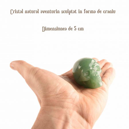 Craniu 5 cm sculptat manual din cristal de Aventurin piatra semipretioasa vindecatoare Figurina artistica pentru decor de Halloween, decoratiune pentru biroul de acasa [1]