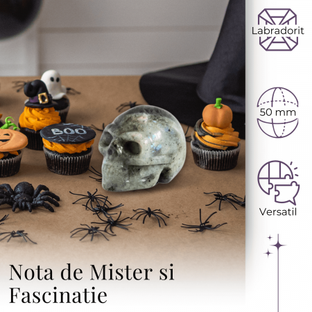 Figurina Craniu din Labradorit Natural, 5 cm - Sprijina Transformarea si Protectia Energetica [3]