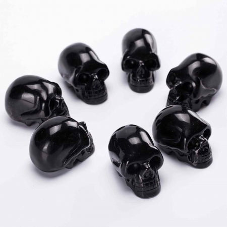 Craniu 5 cm sculptat manual din cristal de Obsidian piatra semipretioasa vindecatoare Figurina artistica pentru decor de Halloween, decoratiune pentru biroul de acasa [6]