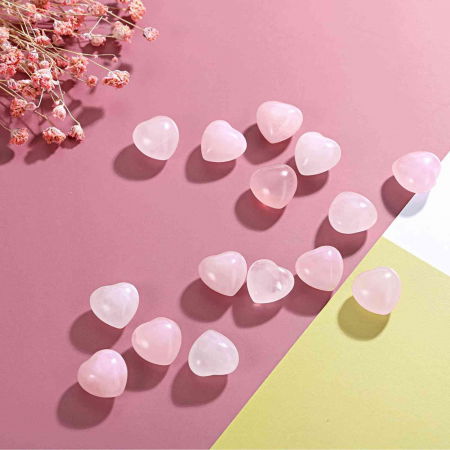 Cristal de cuart trandafir natural in forma de inima - Set de 5 pietre de vindecare, meditatie, echilibrare, decoratiuni pentru casa [6]
