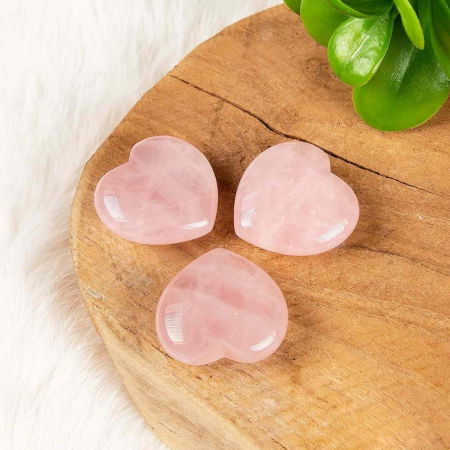 Cristal de cuart trandafir natural in forma de inima - Set de 5 pietre de vindecare, meditatie, echilibrare, decoratiuni pentru casa [7]