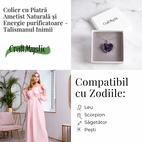 Talismanul inimii – Colier cu piatra ametist naturala si energie purificatoare [4]
