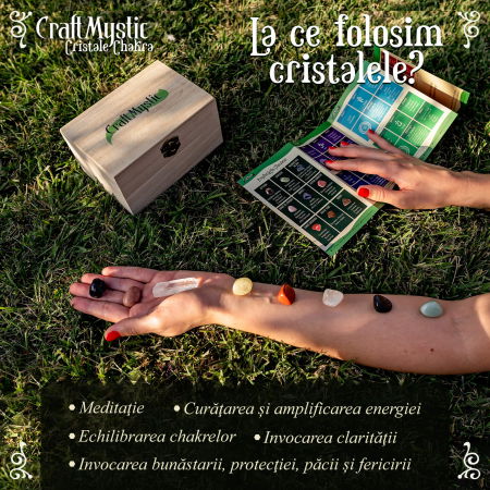 Set Cristale si Pietre Naturale Vindecatoare Chakra in cutie de lemn- 11 piese pentru meditatie, spiritualitate, echilibrarea chakrelor [3]
