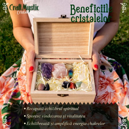 Set Cristale si Pietre Naturale Vindecatoare Chakra in cutie de lemn- 11 piese pentru meditatie, spiritualitate, echilibrarea chakrelor [4]