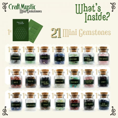Set 21 Sticlute cu Mini Cristale si Pietre Semipretioase pentru Ritualuri Magice [1]