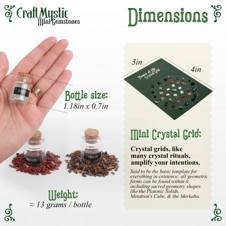 Set 21 Sticlute cu Mini Cristale si Pietre Semipretioase pentru Ritualuri Magice [2]