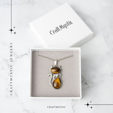 Protectie si Putere – Colier Pisica din Otel Inoxidabil cu Ochi de Tigru [6]