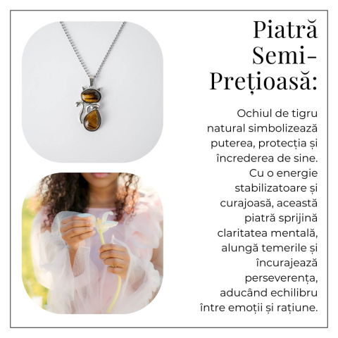 Protectie si Putere – Colier Pisica din Otel Inoxidabil cu Ochi de Tigru [5]