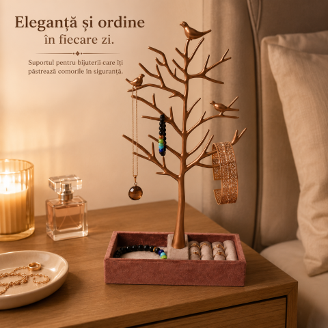 Suport pentru Bijuterii Arbore cu Pasari – Organizare Eleganta si Decor de Poveste [3]