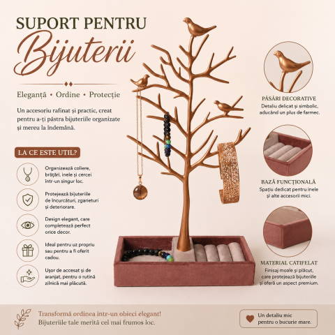 Suport pentru Bijuterii Arbore cu Pasari – Organizare Eleganta si Decor de Poveste [5]