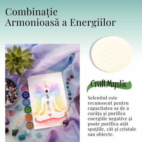 Placa Selenit cu Floarea Vietii – Purificare, Armonie si Reincarcare Energetica [6]