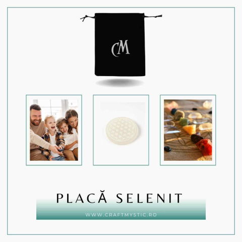 Placa Selenit cu Floarea Vietii – Purificare, Armonie si Reincarcare Energetica [7]
