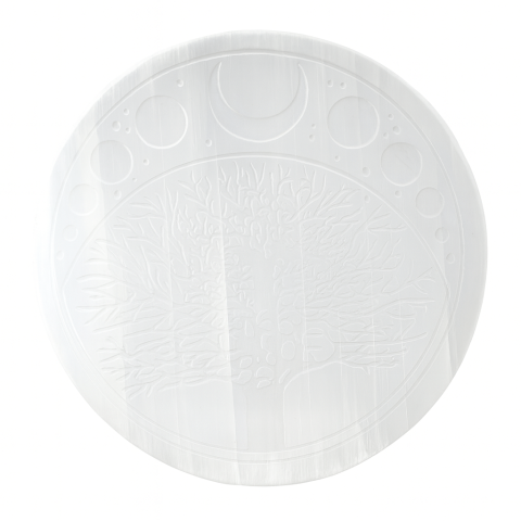 Disc Rotund din Selenit Natural 12cm – Placa Floarea Vietii pentru Purificare si Armonie Energetica [9]