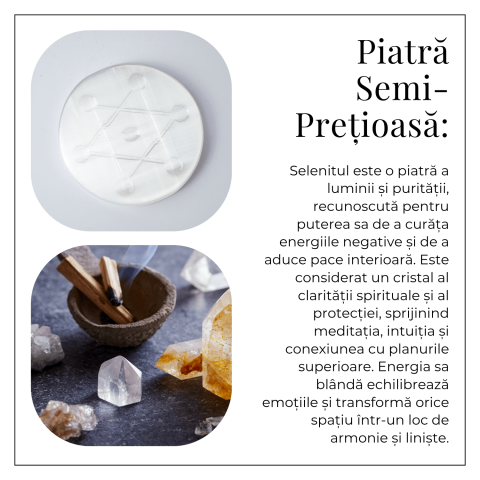Disc Rotund din Selenit Natural 12cm – Placa cu Simbolul Metatron pentru Purificare si Protectie Energetica [5]