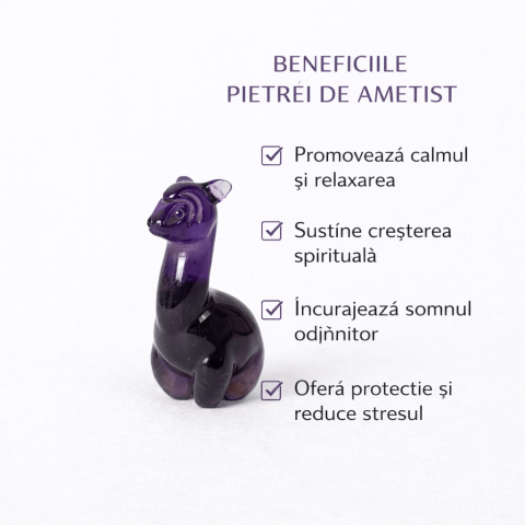 Figurina Lama din Ametist – Simbol al Calmului si Protectiei Spirituale [2]