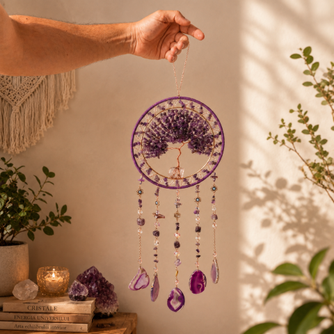 Dreamcatcher Arborele Vietii cu Ametist – Protectie Spirituala si Claritate Mentala [1]
