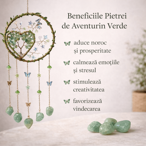 Dreamcatcher cu aventurin verde, un simbol al inimii deschise și al echilibrului natural [4]