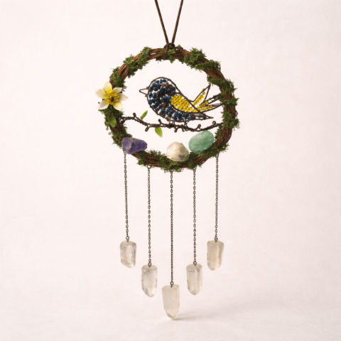 Lapis Lazuli - Dreamcatcher cu pietre naturale pentru echilibru, calm si intentie personala