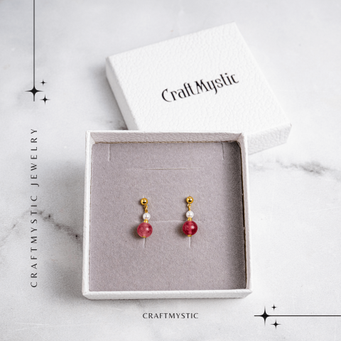 Vibratie de Iubire si Gratie – Cercei cu Perla si Cristal Capsuna [6]