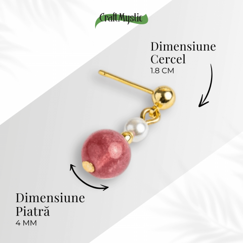 Vibratie de Iubire si Gratie – Cercei cu Perla si Cristal Capsuna [3]