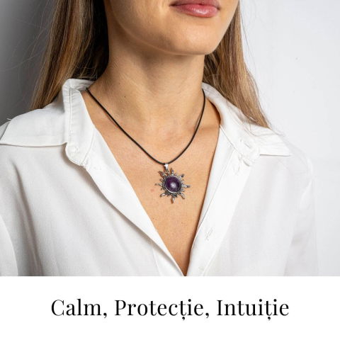 Echilibru si Spiritualitate – Colier Soare cu Ametist Natural [1]