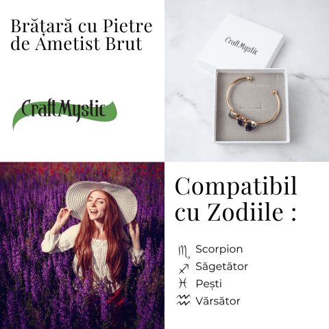 Bratara Cupru cu Ametist Brut – Claritate si Echilibru Interior [3]
