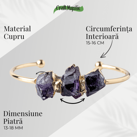 Bratara Cupru cu Ametist Brut – Claritate si Echilibru Interior [4]