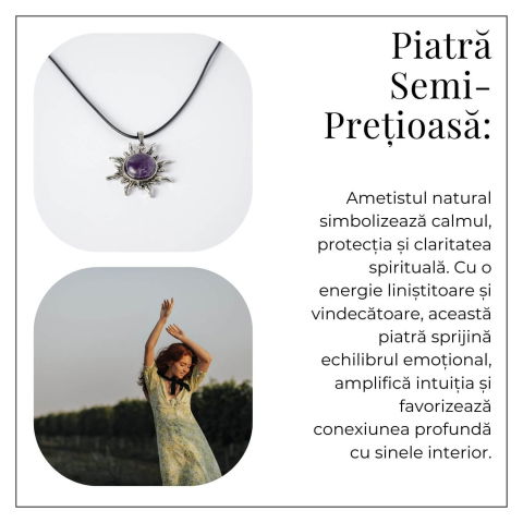Echilibru si Spiritualitate – Colier Soare cu Ametist Natural [5]