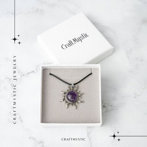 Echilibru si Spiritualitate – Colier Soare cu Ametist Natural [6]