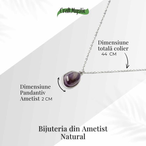 Echilibru si Liniste – Colier din Ametist Natural cu Lanț din Oțel Inoxidabil [3]