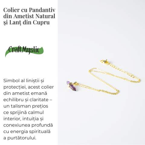 Echilibru si Linsite – Colier din Ametist Natural pe Lant de Cupru [2]