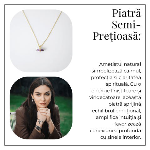 Echilibru si Linsite – Colier din Ametist Natural pe Lant de Cupru [7]