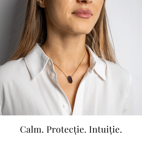 Calm si Echilibru – Colier din Ametist Natural cu Lant din Otel Inoxidabil [1]