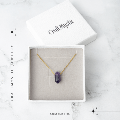 Calm si Echilibru – Colier din Ametist Natural cu Lant din Otel Inoxidabil [4]