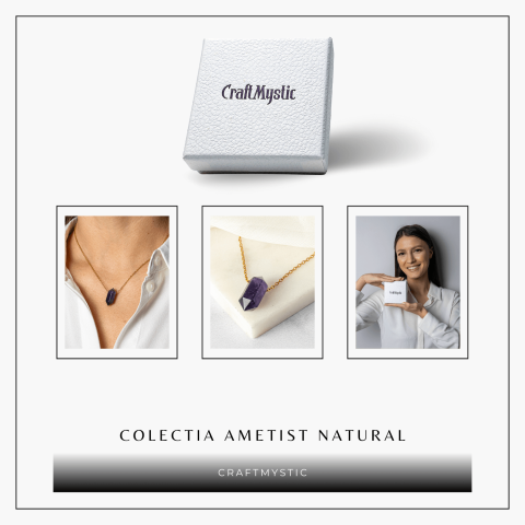 Calm si Echilibru – Colier din Ametist Natural cu Lant din Otel Inoxidabil [5]