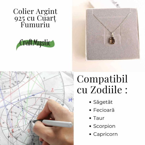 Echilibru si Protectie – Colier Cuart Fumuriu fatetat Lacrima Argint 925 [3]