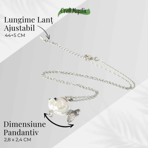 Echilibru si Puritate – Colier Peste cu Perla Naturala, Placat Argintiu [3]