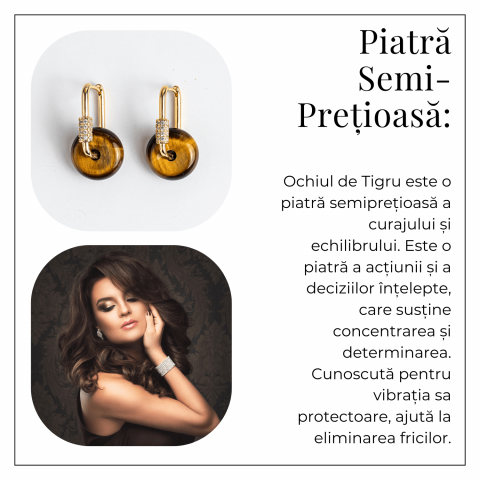 Bijuterie Protectoare – Cercei cu Piatra Ochi de Tigru model Pi [5]