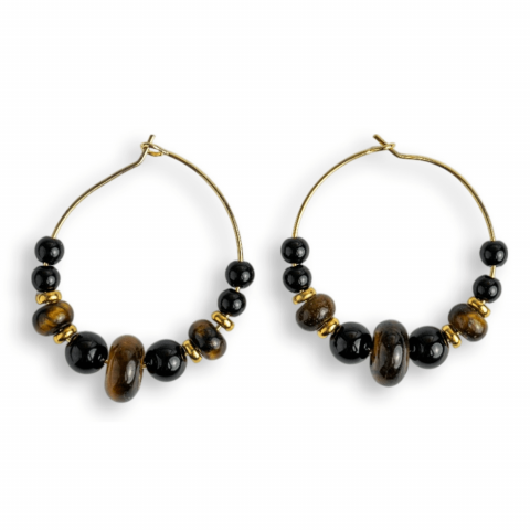 Incredere si Curaj - Putere Interioara – Cercei cu Ochi de Tigru si Agat Negru