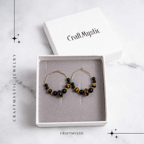 Putere Interioara – Cercei cu Ochi de Tigru si Agat Negru [6]